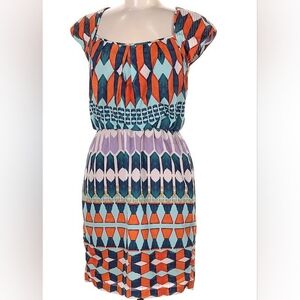 Jessica Simpson Orange and Blue Dress Geometri Patterns Women Size 6